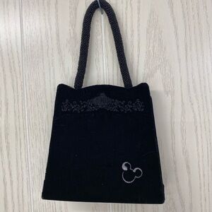 Disney Store Mickey Mouse Black Velvet Evening Clutch Purse Handbag Vintage